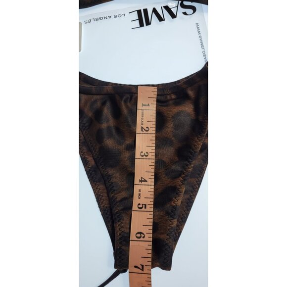 SAME LOS ANGELES BIKINY WOMENS Knotted Top / Bootom Medium 90's Brown /Black - Picture 3 of 6